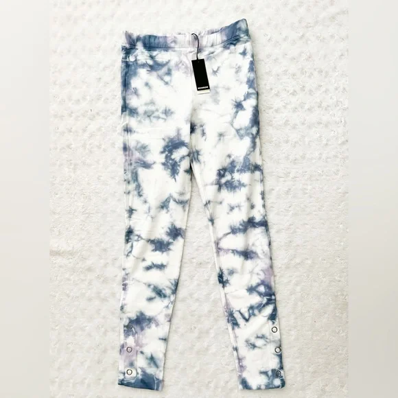 NWT- MONROW Midnight Iris Active Sweatpants Legging Two Tone Crystal Tie Dye - Picture 5 of 16